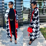 EVE Warm Loose Houndstooth Plush Long Coat LSD-2361