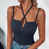 EVE Solid Color Halterneck Tight Tank Tops GYZY-6661