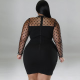 EVE Plus Size Mesh Patchwork Bodycon Dress GDAM-1032
