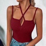 EVE Solid Color Halterneck Tight Tank Tops GYZY-6661