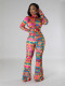 EVE Print Long Sleeve Pants Two Piece Set GFTF-8815