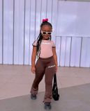 EVE Kids Girl Color Block Print T Shirt Pants Suit GYAY-8117
