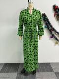 EVE Plus Size Print Drawstring Split Maxi Dress NY-10975