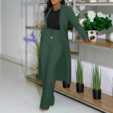 EVE Plus Size Solid Color Cardigan Two Piece Pants Set NY-10976