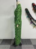 EVE Plus Size Print Drawstring Split Maxi Dress NY-10975