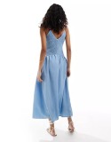 EVE V Neck Patchwork Solid Color Sling Long Dress YUMT-YMT334