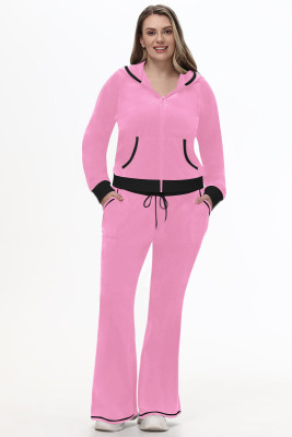 EVE Casual Zipper Hooded Long Sleeve Pants 2 Piece Set YD-047
