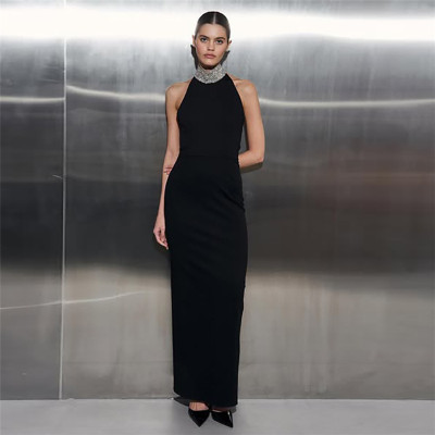 EVE Sleeveless Halterneck Backless Maxi Dress XEF-K24D60694
