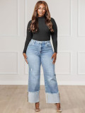 EVE Fashion Solid Color Wash Loose Jeans OD-6829