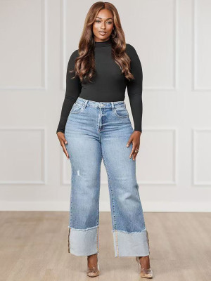 EVE Fashion Solid Color Wash Loose Jeans OD-6829