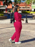 EVE Solid Color Long Sleeve Zipper Pants Suit YD-049