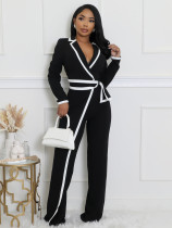 EVE Color Block Patchwork Bele Jumpsuit HNIF-3249
