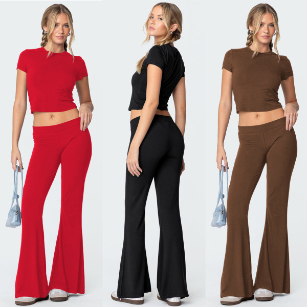EVE Solid Color Sleeveless Two Piece Pants Set YD-8818
