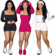 EVE Solid Color Fashion Four Piece Short Set(With Hairband) HNIF-2423