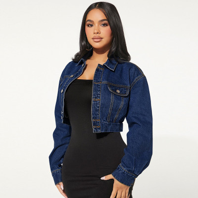 EVE Button Cardigan Long Sleeve Short Denim Jacket GDAM-218578