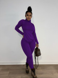 EVE Solid Color Slim Long Sleeve Pants 2 Piece Set ANDF-1008