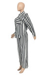 EVE Stripe Shirt Loose Long Sleeve Two Piece Pants Set WSYF-5968