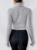 EVE Knits Long Sleeve High Collar Bodysuit GZJF-12001