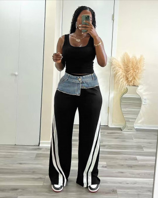 EVE Denim Patchwork Loose Straight Pants LSD-2334