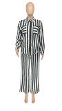 EVE Stripe Shirt Loose Long Sleeve Two Piece Pants Set WSYF-5968