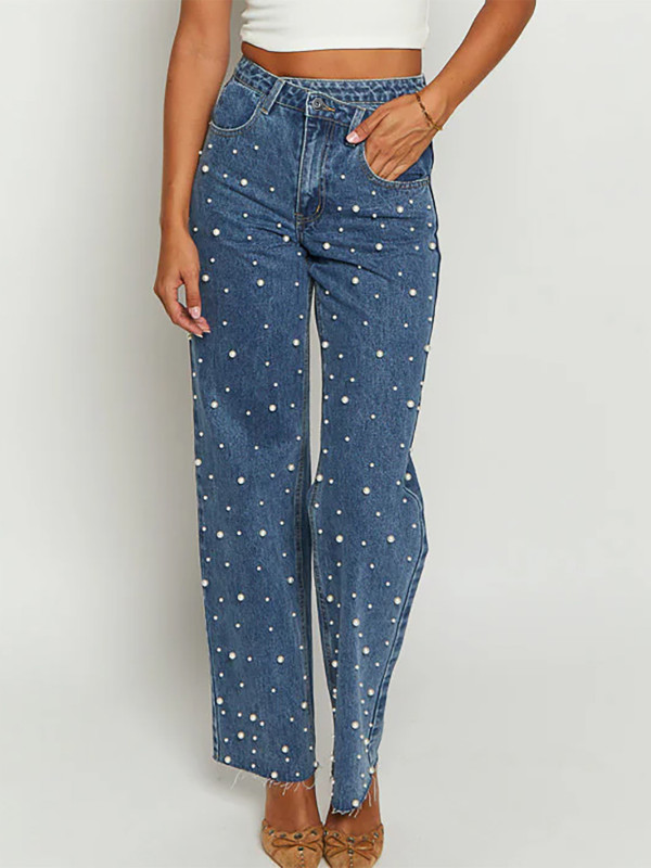 EVE Pearl Washed Straight Jeans GKNF-11036