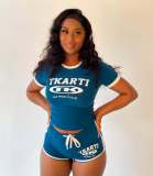 EVE Print Tight Short Sleeve Shorts 2 Piece Set GFCF-1319