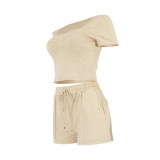 EVE Solid Color Square Neck Two Piece Shorts Set FENF-6021