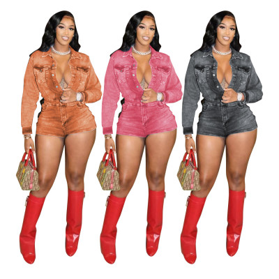 EVE Long Sleeve Lapel Romper MEM-88622