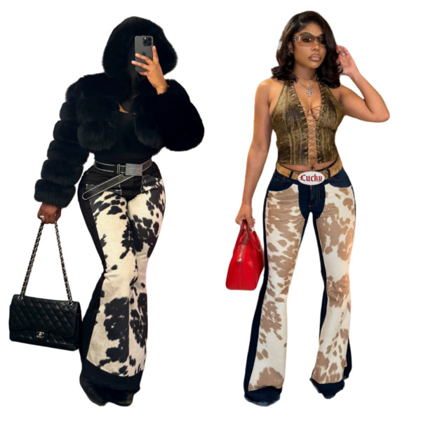 EVE Fashion Print Flare Jeans MEM-88621