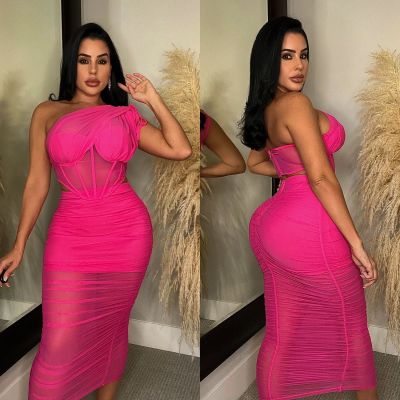 EVE Sexy Mesh See Through Two Piece Skirts Set GOSD-6875