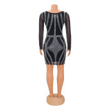 EVE Long Sleeve Hot Drill Slim Mini Dress GOSD-6779