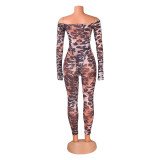 EVE Leopard Print Mesh Bodysuit Pants Suit GOSD-6190