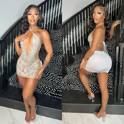 EVE Hot Drill Tie Up Backless Club Dress GOSD-6861