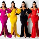 EVE Soiid Color Long Sleeve Maxi Dress GOSD-6204