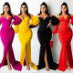 EVE Soiid Color Long Sleeve Maxi Dress GOSD-6204