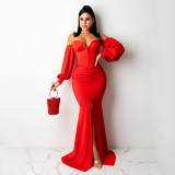 EVE Soiid Color Long Sleeve Maxi Dress GOSD-6204