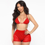 EVE Mesh See Through Hot Drill Two Piece Shorts Set GOSD-6634