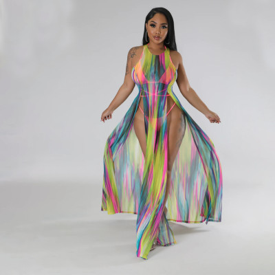 EVE Mesh See Through Dress Swimsuit Three Piece Set GOSD-1328