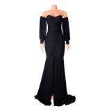 EVE Soiid Color Long Sleeve Maxi Dress GOSD-6204