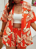 EVE Fashion Print Cardigan Two Piece Shorts Set SFY-443