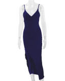 EVE V Neck Backless Split Sling Maxi Dress YMYF-8859