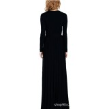 EVE Long Sleeve V Neck Sexy Maxi Dress YMYF-823