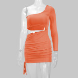 EVE Single Shoulder Long Sleeve Hollow Miini Dress YMYF-0872
