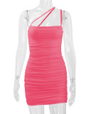 EVE Solid Color Sexy Pleated Sling Mini Dress YMYF-0863