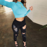 EVE Sexy Long Sleeve Solid Color Tops YMYF-8861