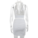 EVE Sexy V Neck Halterneck Two Piece Skirts Set YMYF-9270