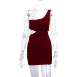 EVE Single Shoulder Hollow Out Mini Dress YMYF-9249