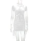 EVE Hollow Out Short Sleeve Bandage Dress YMYF-9225