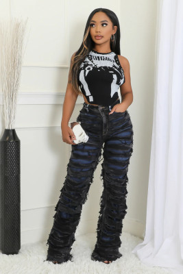 EVE Fashion Bilayer Holes Loose Jeans YRST-R111