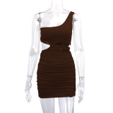 EVE Single Shoulder Hollow Out Mini Dress YMYF-9249